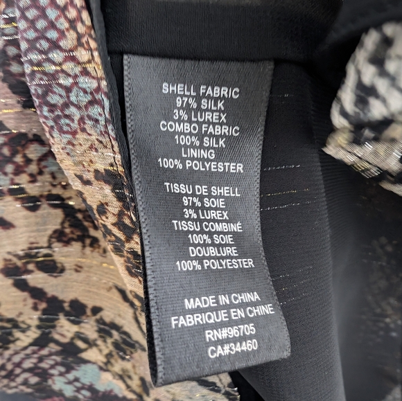 Rebecca Taylor NWOT Multi Combo Watercolor Short Sleeve Snake Silk Top - Picture 6 of 7